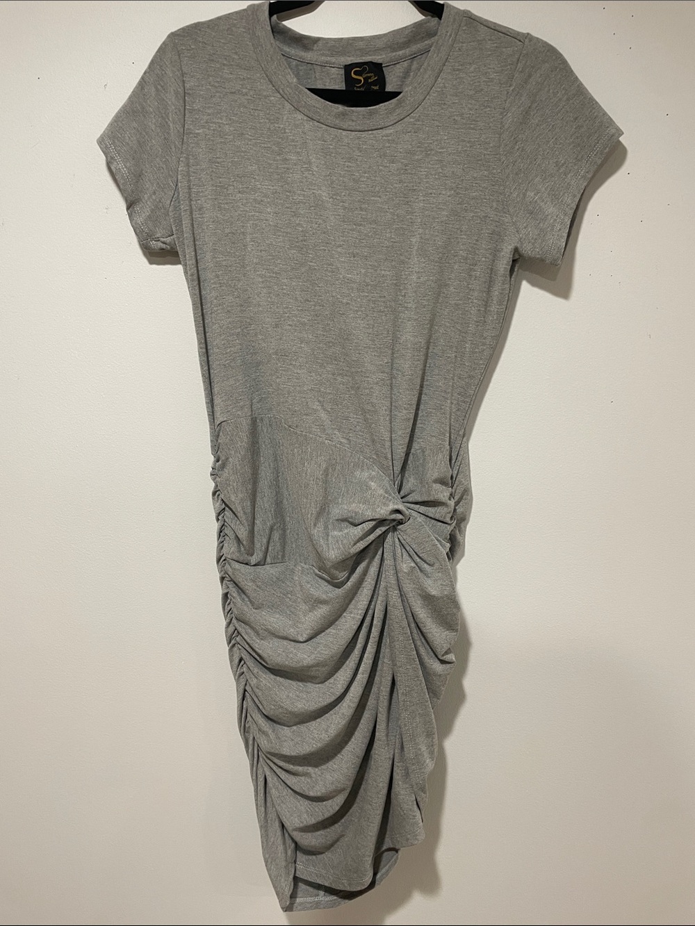 Serena Williams Gray Ruched Midi Dress